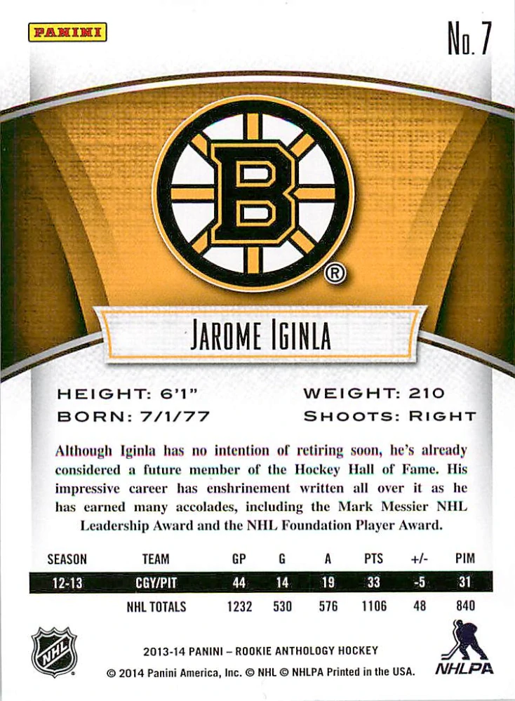 2013-14 Panini Rookie Anthology - Jarome Iginla #7