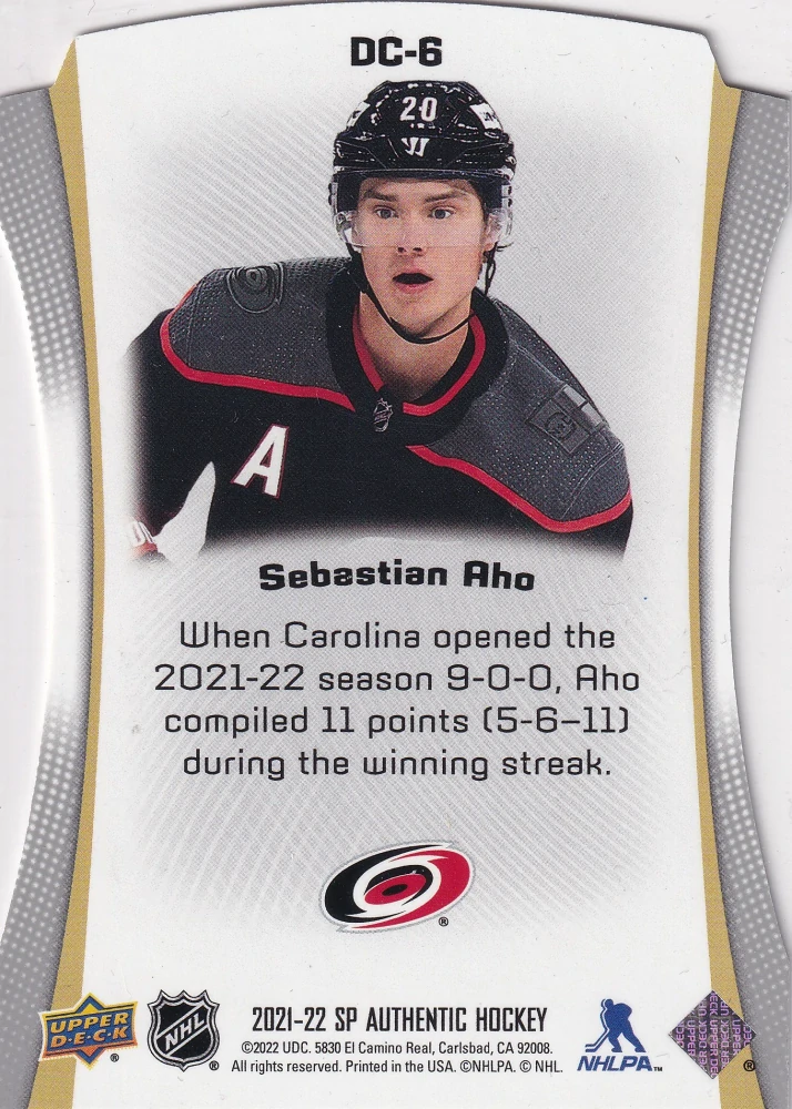 2021-22 UD SP Authentic - Sebastian Aho - Die-Cuts #DC-6
