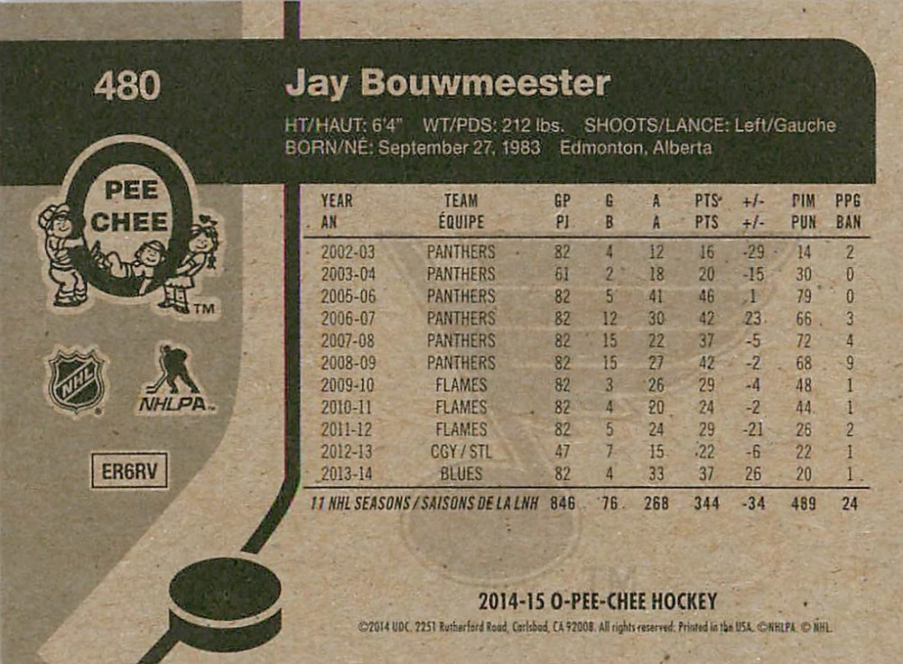 2014-15 UD O-Pee-Chee - Jay Bouwmeester - Retro #480
