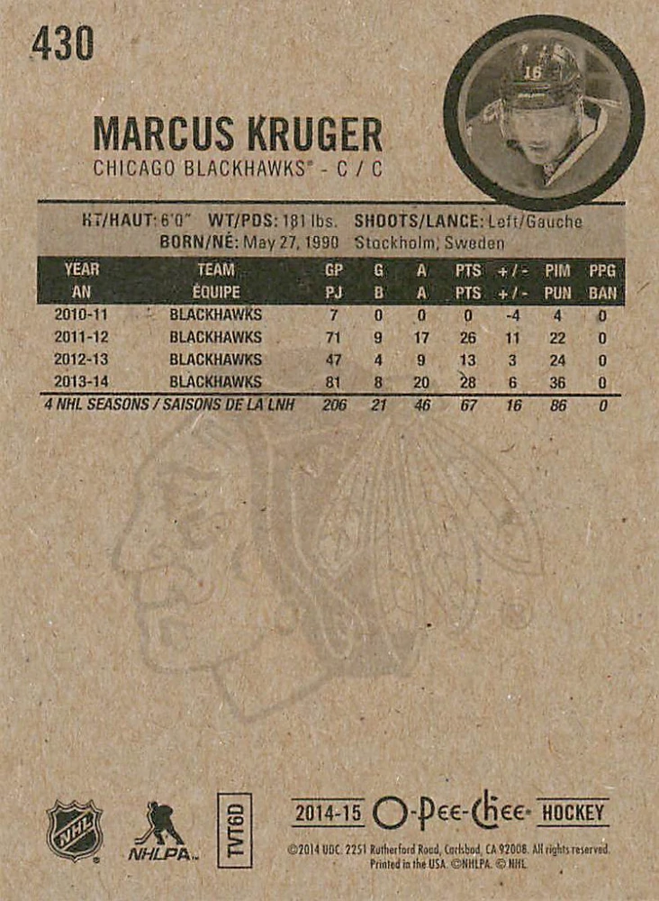 2014-15 UD O-Pee-Chee - Marcus Kruger #430