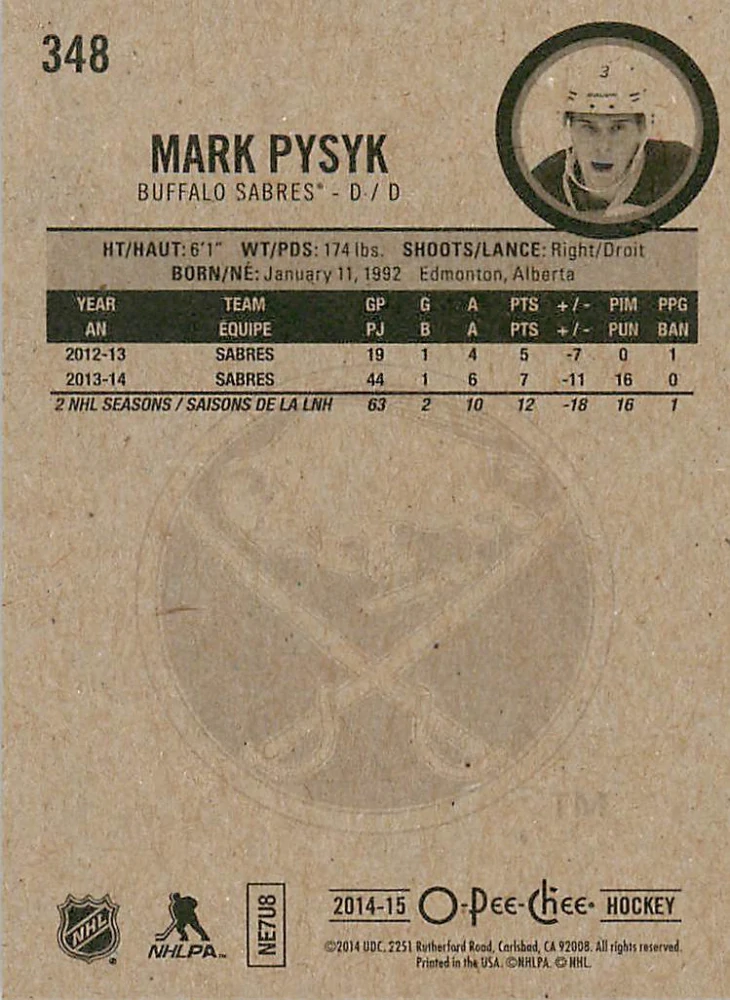 2014-15 UD O-Pee-Chee - Mark Pysyk #348