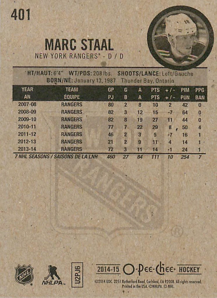 2014-15 UD O-Pee-Chee - Marc Staal #401