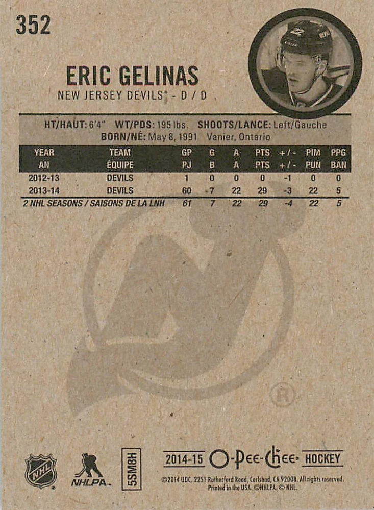 2014-15 UD O-Pee-Chee - Eric Gelinas #352