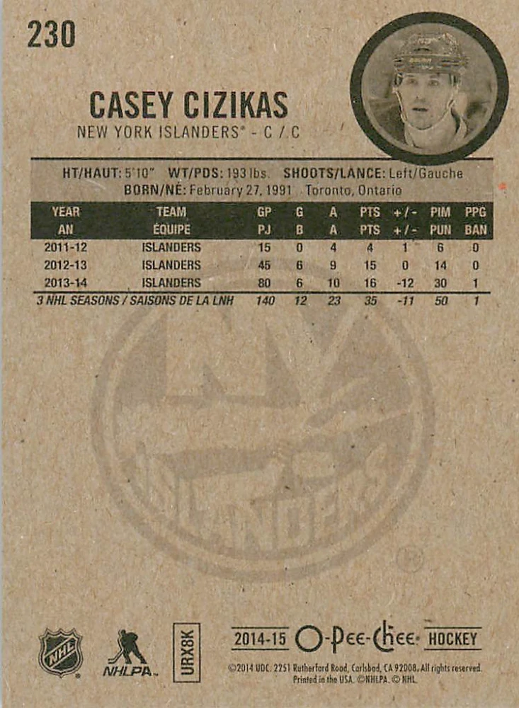 2014-15 UD O-Pee-Chee - Casey Cizikas #230