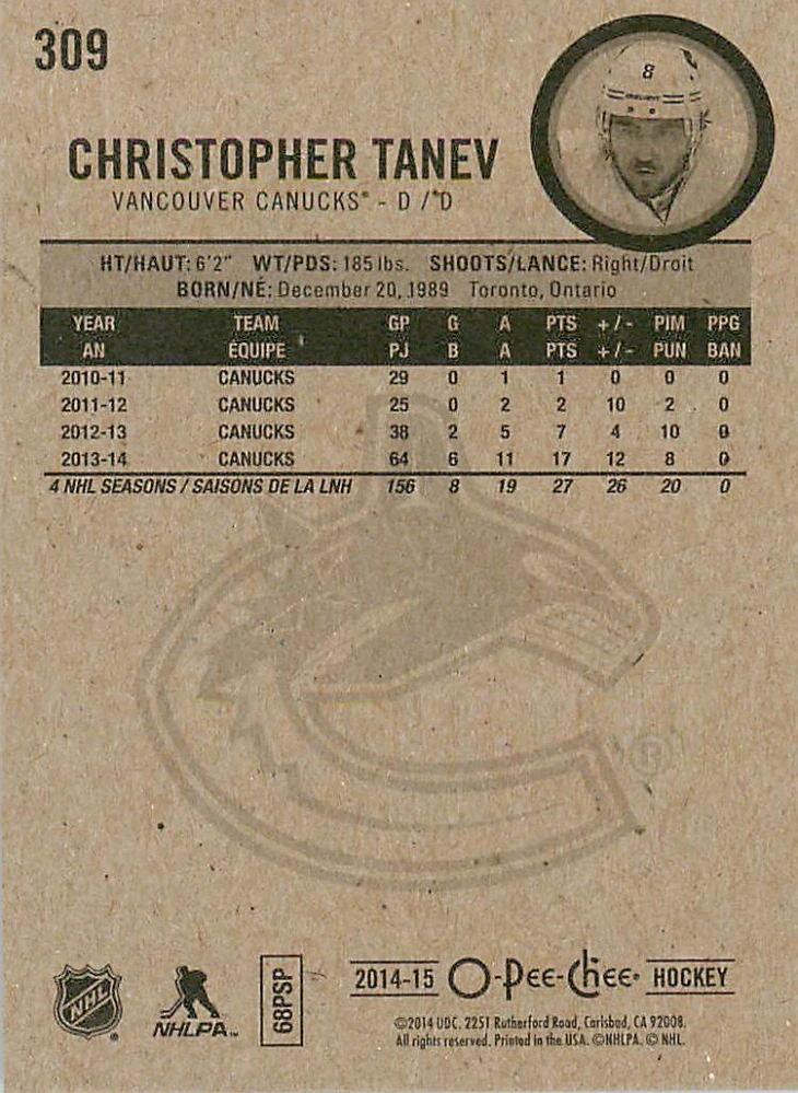 2014-15 UD O-Pee-Chee - Christopher Tanev #309