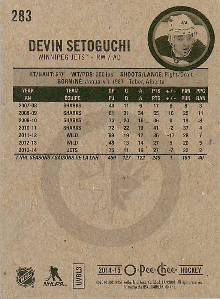 2014-15 UD O-Pee-Chee - Devin Setoguchi #283