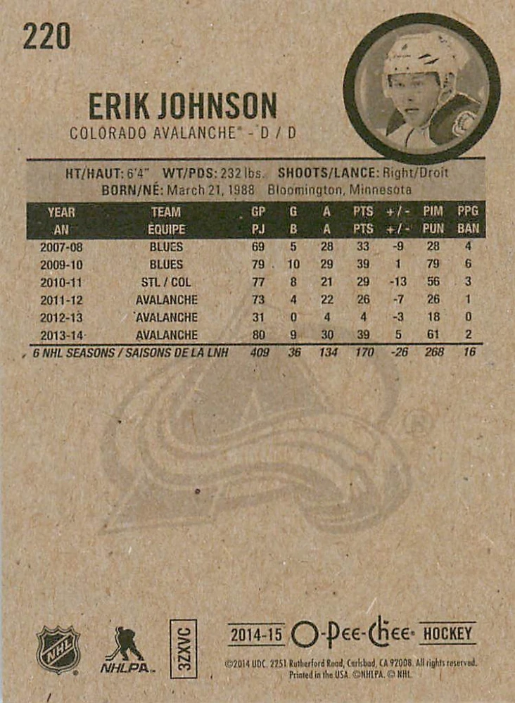 2014-15 UD O-Pee-Chee - Erik Johnson #220