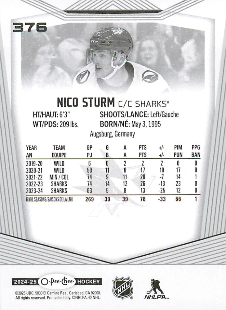 2024-25 UD O-Pee-Chee - Nico Sturm #376