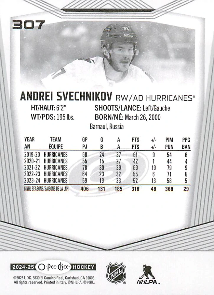 2024-25 UD O-Pee-Chee - Andrei Svechnikov #307