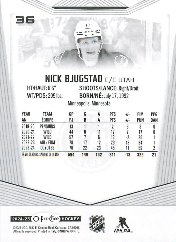 2024-25 UD O-Pee-Chee - Nick Bjugstad #36