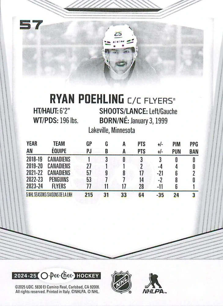 2024-25 UD O-Pee-Chee - Ryan Poehling #57