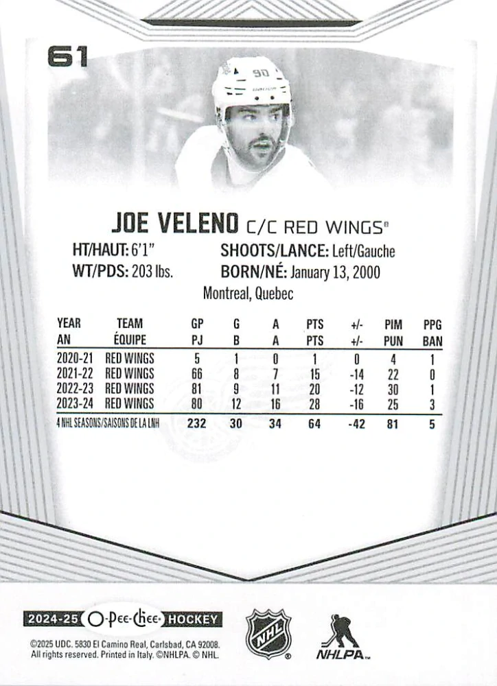2024-25 UD O-Pee-Chee - Joe Veleno #61