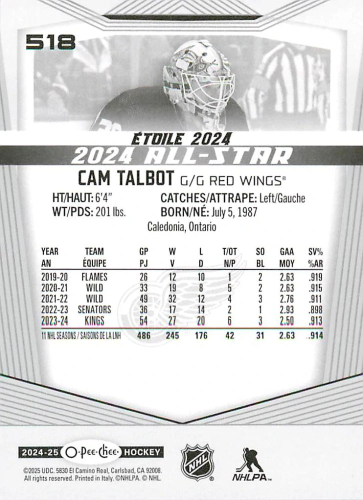 2024-25 UD O-Pee-Chee - Cam Talbot - 2024 All-Star #518