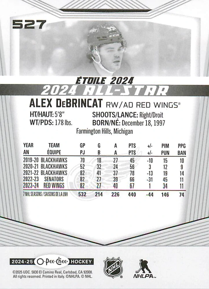 2024-25 UD O-Pee-Chee - Alex DeBrincat - 2024 All-Star #527