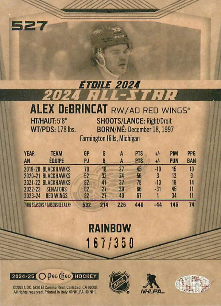 2024-25 UD O-Pee-Chee - Alex DeBrincat - 2024 All-Star Rainbow /350 #527