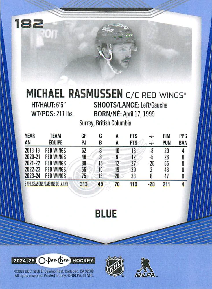 2024-25 UD O-Pee-Chee - Michael Rasmussen - Blue #182