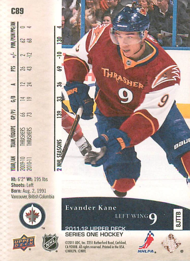 2011-12 UD Series 1 - Evander Kane - Canvas #C89