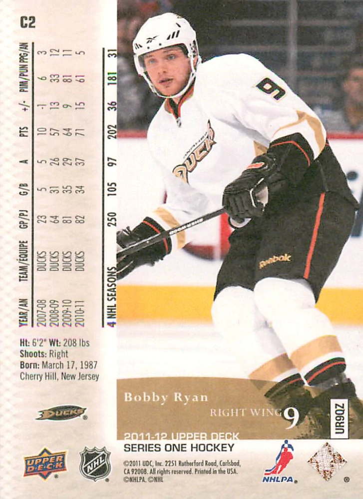 2011-12 UD Series 1 - Bobby Ryan - Canvas #C2