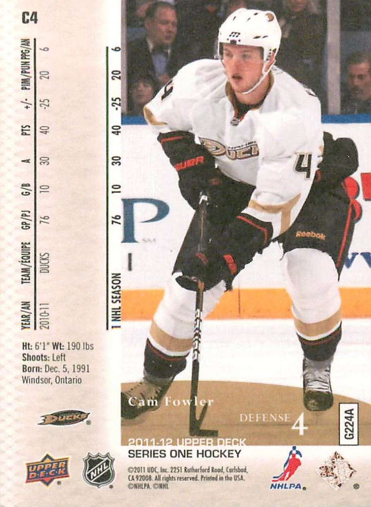 2011-12 UD Series 1 - Cam Fowler - Canvas #C4