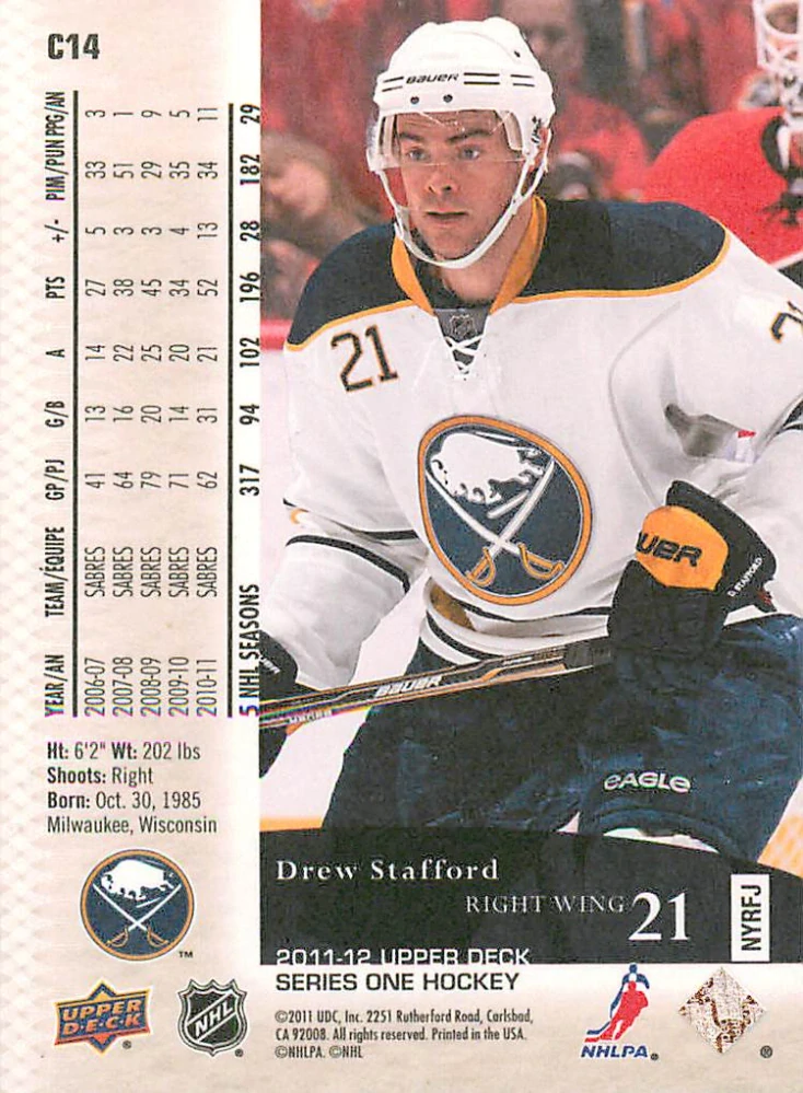 2011-12 UD Series 1 - Drew Stafford - Canvas #C14