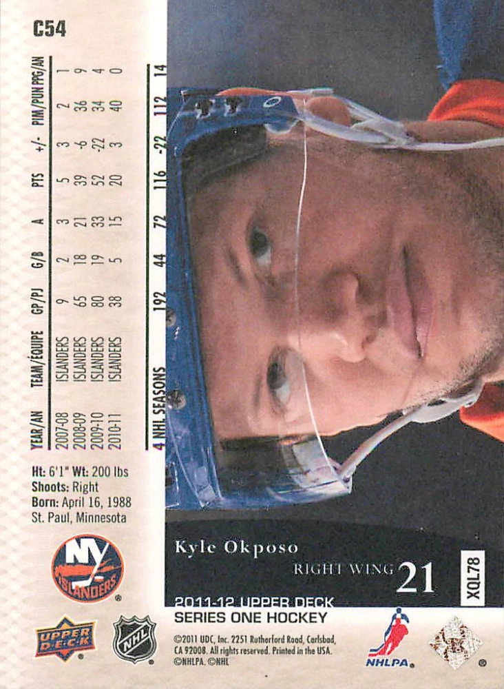 2011-12 UD Series 1 - Kyle Okposo - Canvas #C54