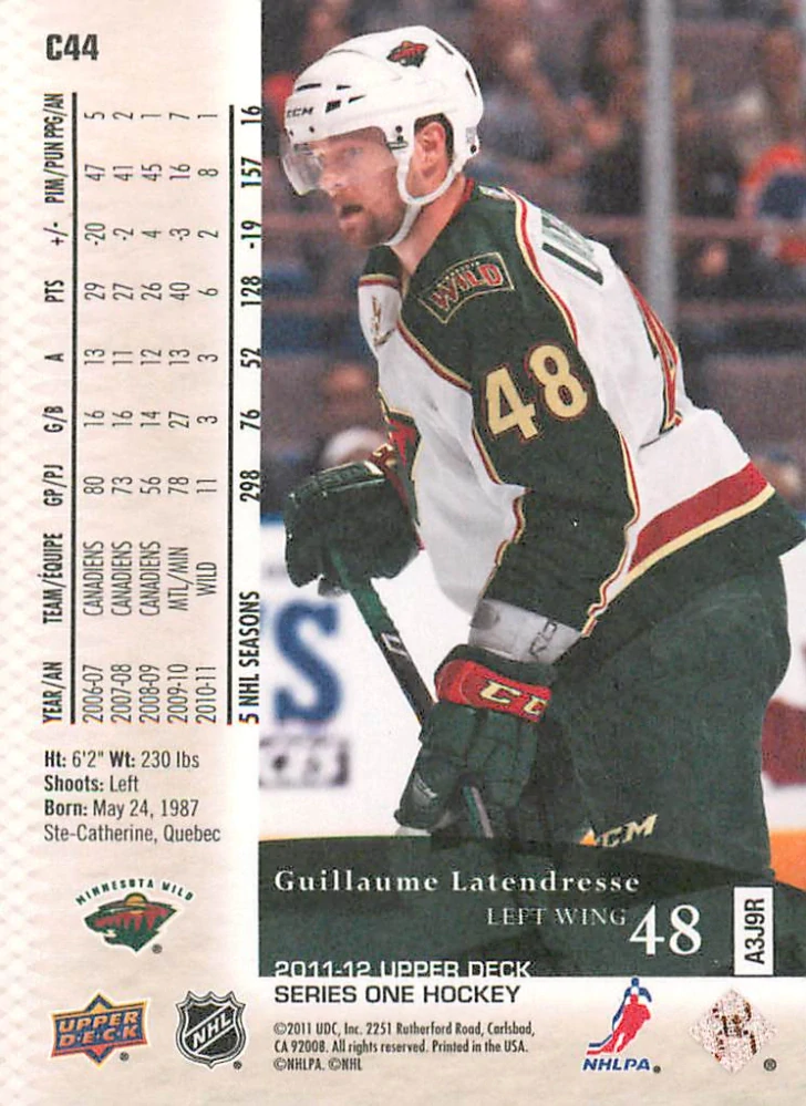 2011-12 UD Series 1 - Guillaume Latendresse - Canvas #C44