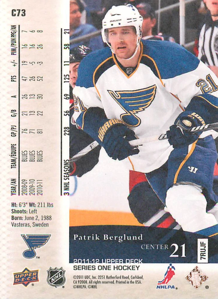2011-12 UD Series 1 - Patrik Berglund - Canvas #C73