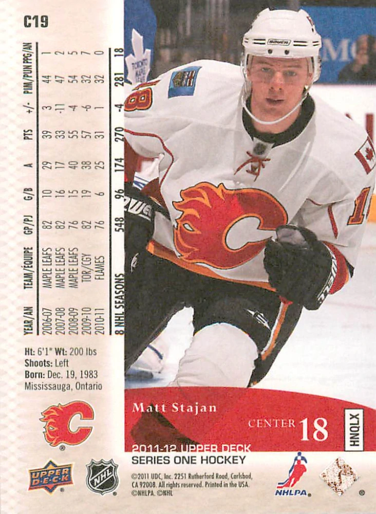 2011-12 UD Series 1 - Matt Stajan - Canvas #C19