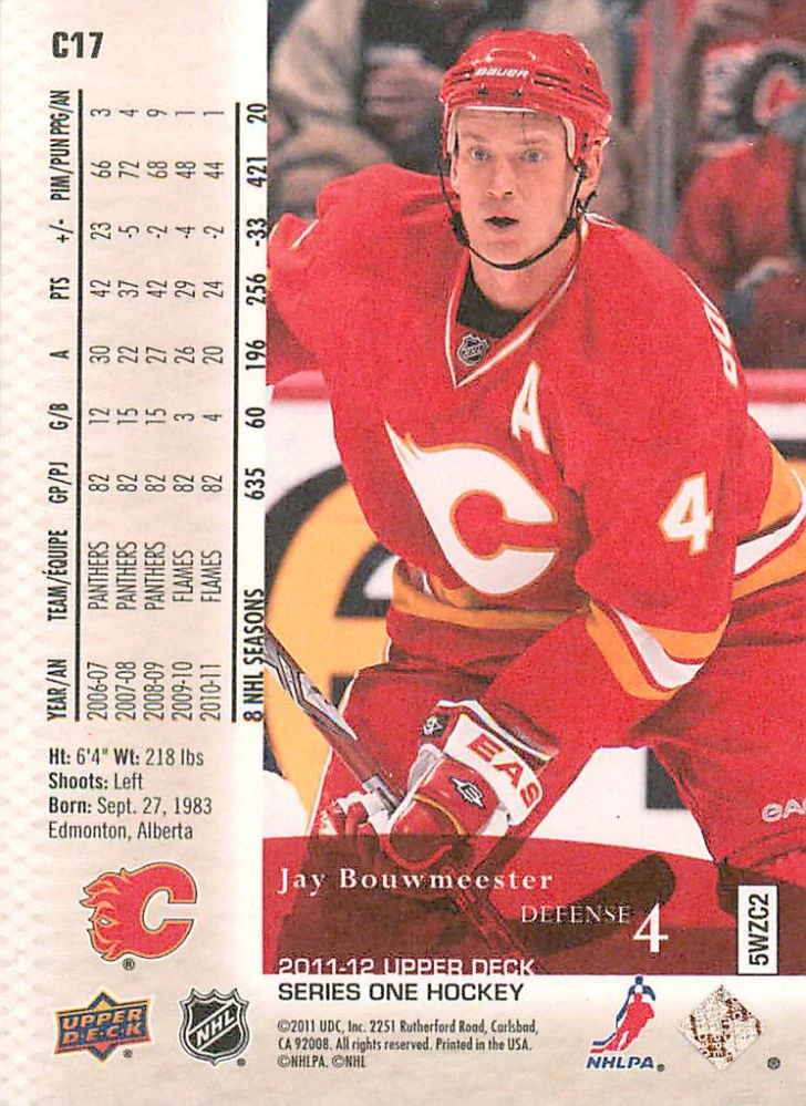 2011-12 UD Series 1 - Jay Bouwmeester - Canvas #C17