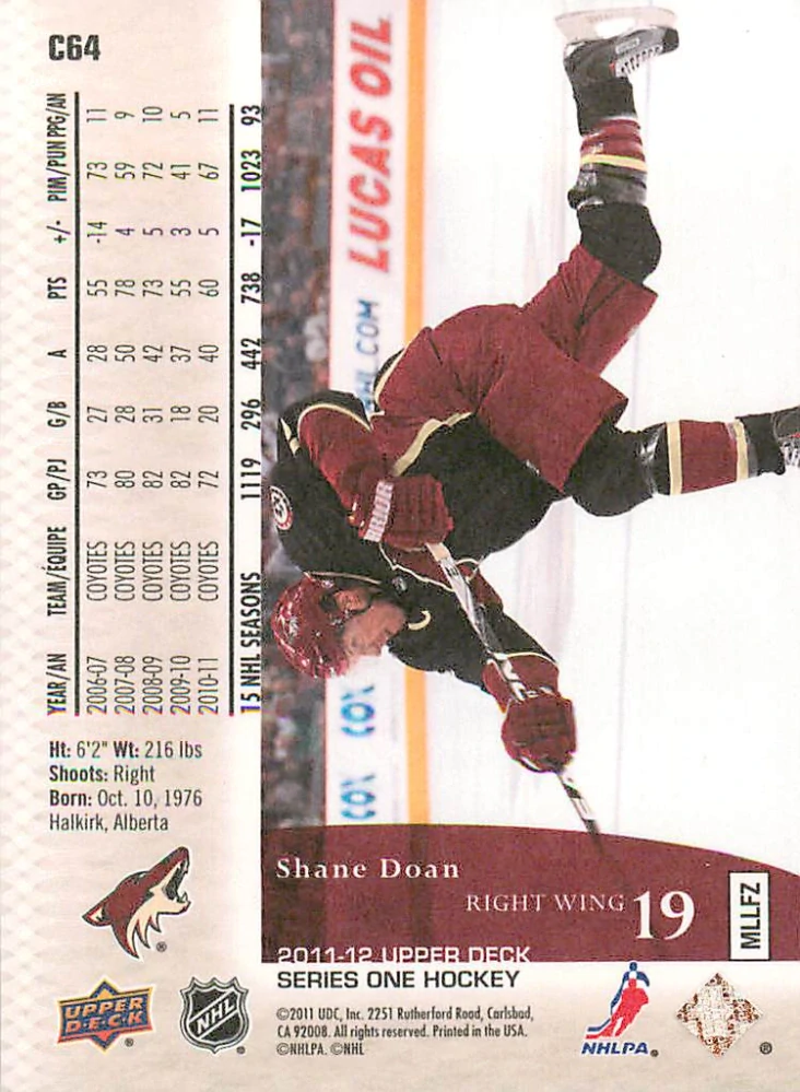 2011-12 UD Series 1 - Shane Doan - Canvas #C64