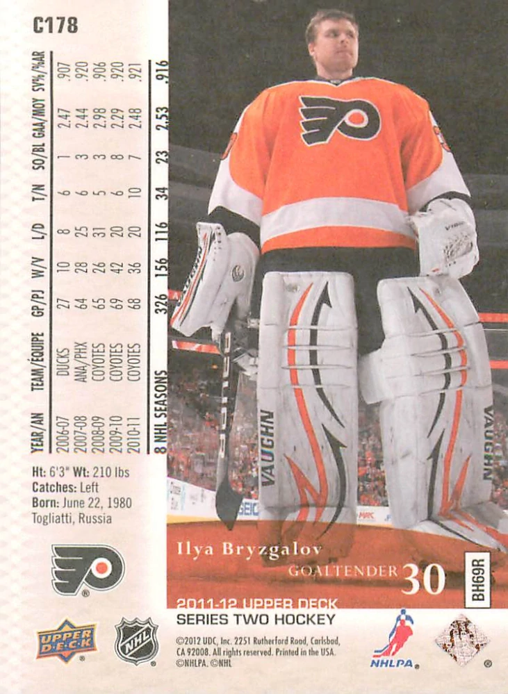 2011-12 UD Series 2 - Ilya Bryzgalov - Canvas #C178