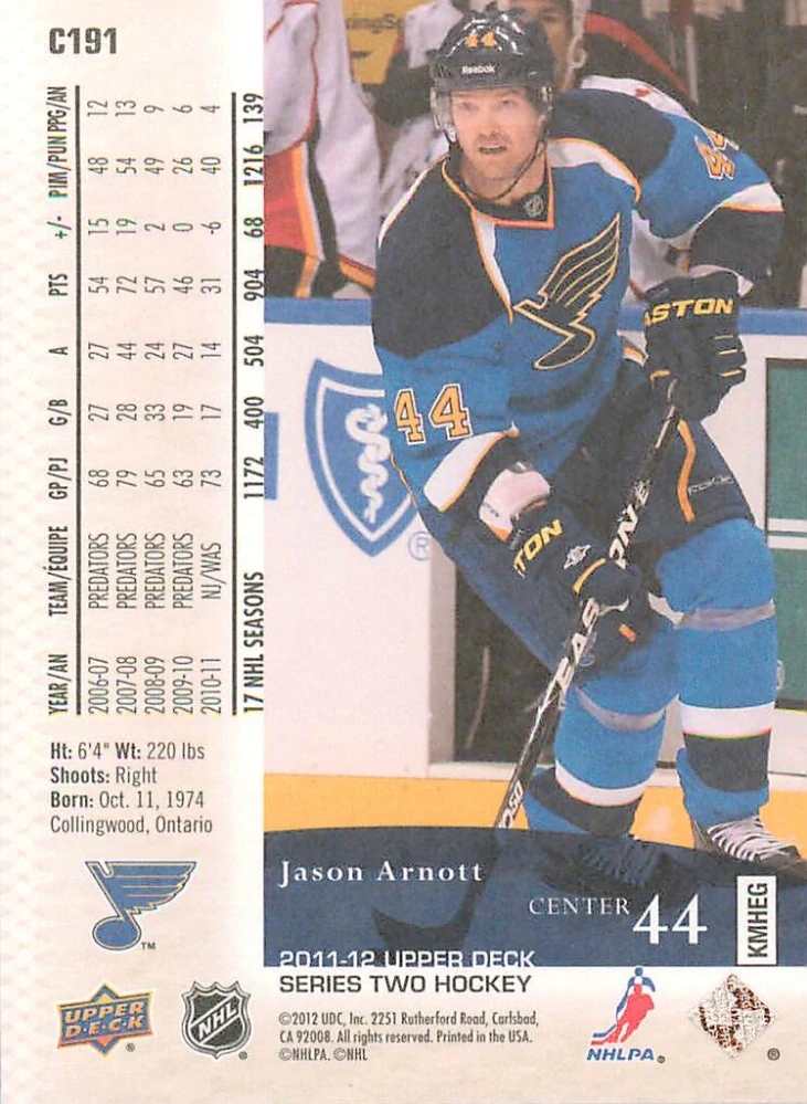 2011-12 UD Series 2 - Jason Arnott - Canvas #C191