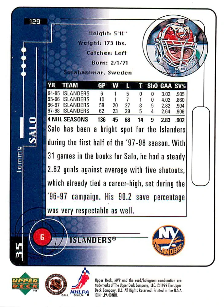 1998-99 UD MVP - Tommy Salo #129