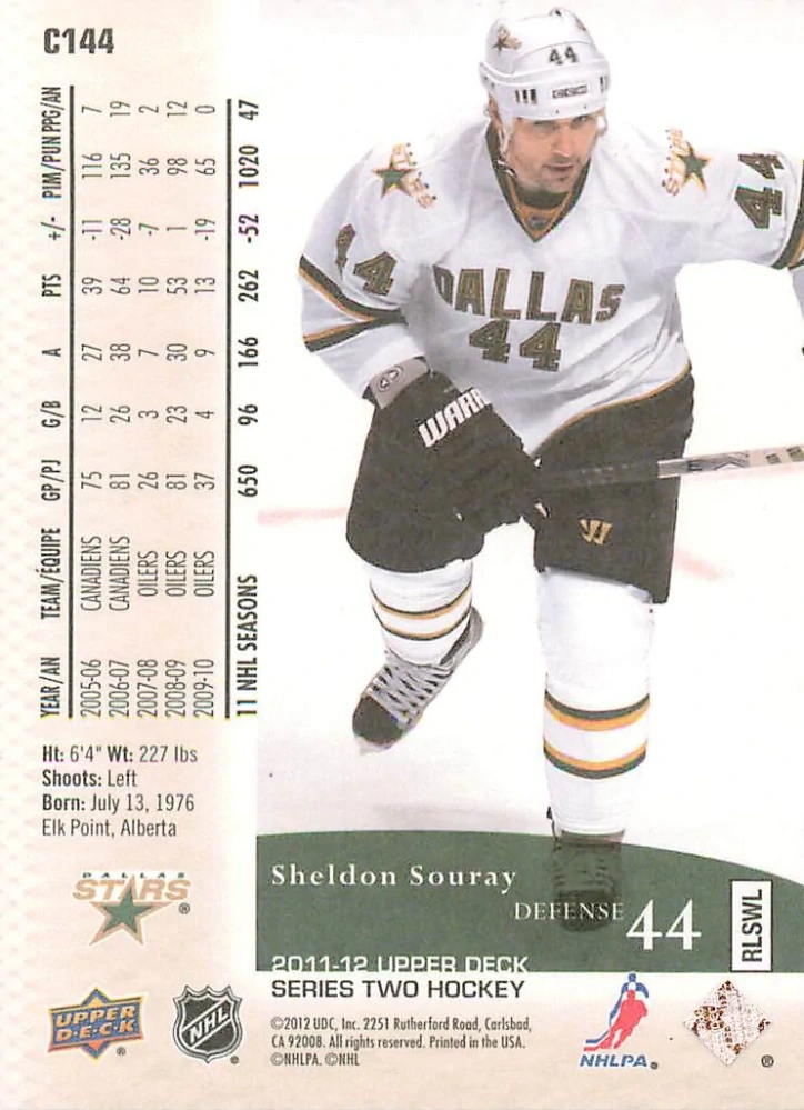 2011-12 UD Series 2 - Sheldon Souray - Canvas #C144