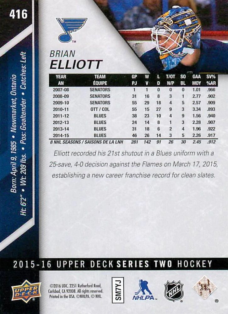 2015-16 UD Series 2 - Brian Elliot #416