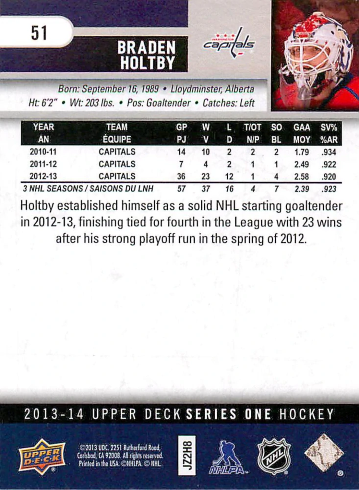 2013-14 UD Series 1 - Braden Holtby #51