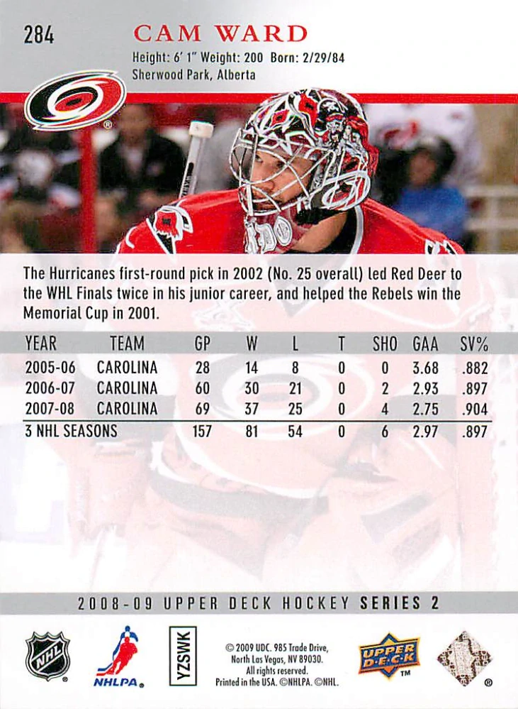 2008-09 UD Series 2 - Cam Ward #284
