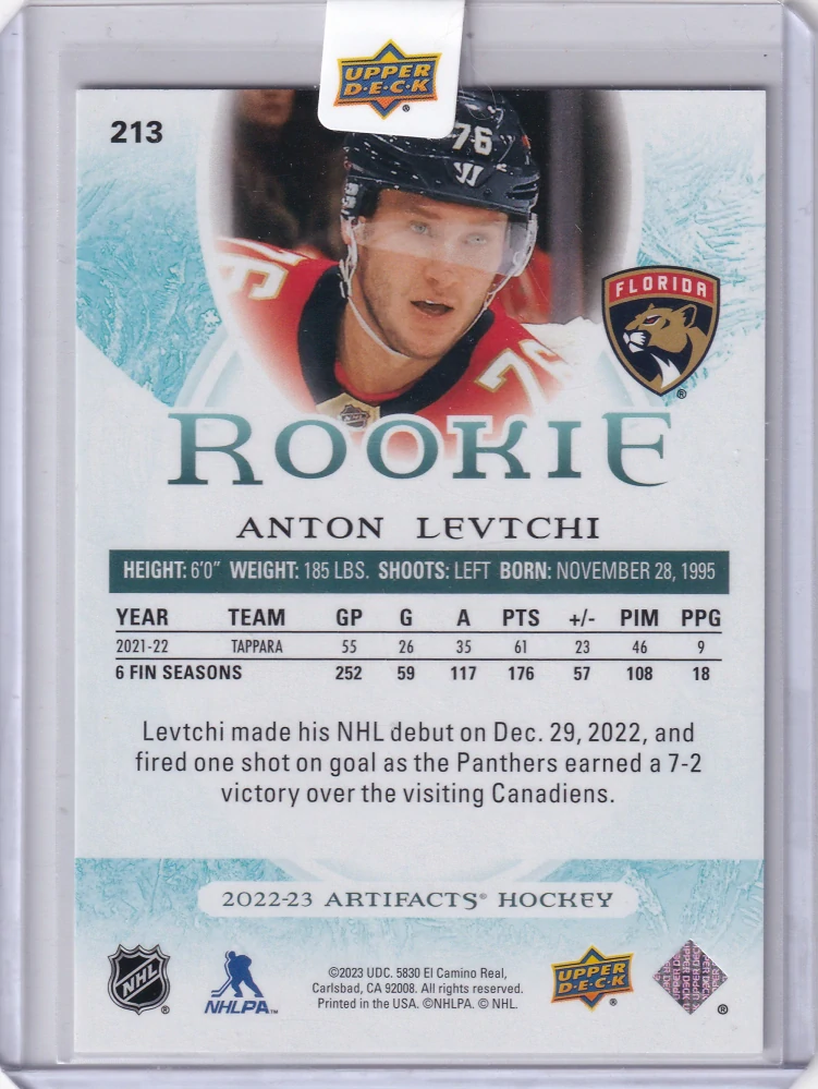 2022-23 UD Artifacts - Anton Levtchi - Rookie /999 #213