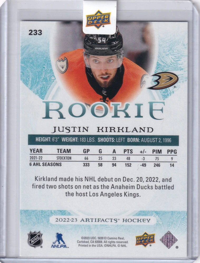 2022-23 UD Artifacts - Justin Kirkland - Rookie /999 #233