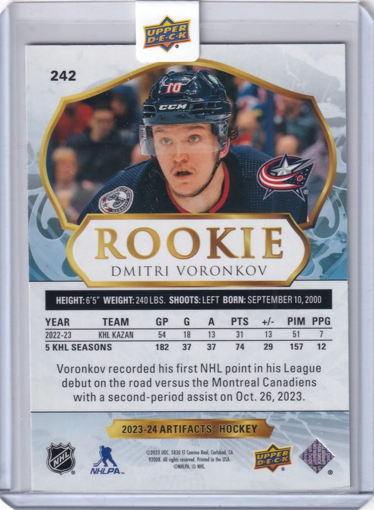 2023-24 UD Artifacts - Dmitri Voronkov - Rookie /999 #242