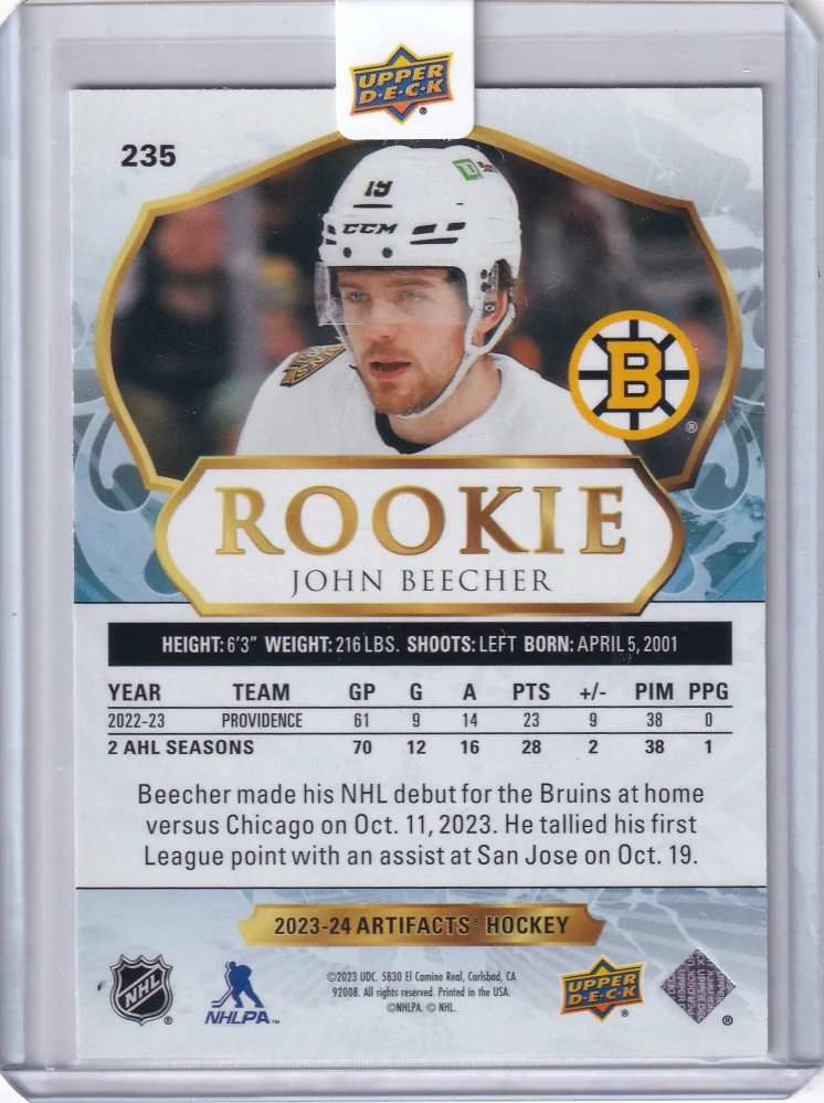 2023-24 UD Artifacts - John Beecher - Rookie /999 #235