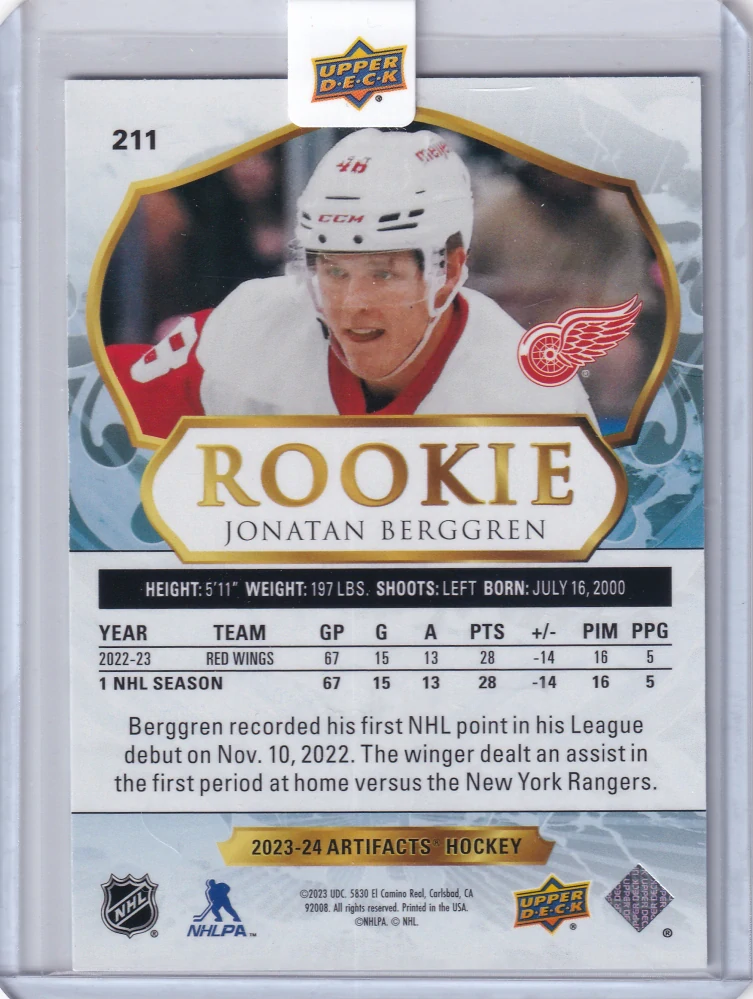 2023-24 UD Artifacts - Jonatan Berggren - Rookie /999 #211