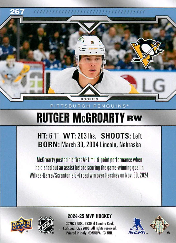 2024-25 UD MVP - Rutger McGroarty - Rookie (Redemption) #267