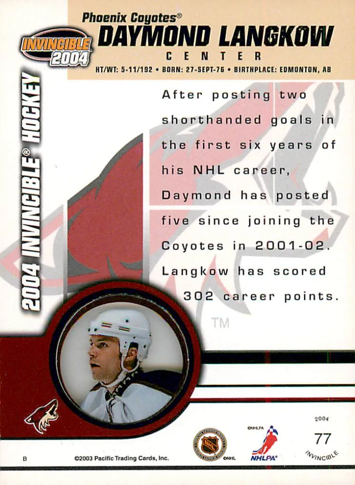 2003-04 Pacific Invincible - Daymond Langkow #77