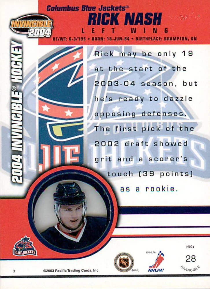 2003-04 Pacific Invincible - Rick Nash #28
