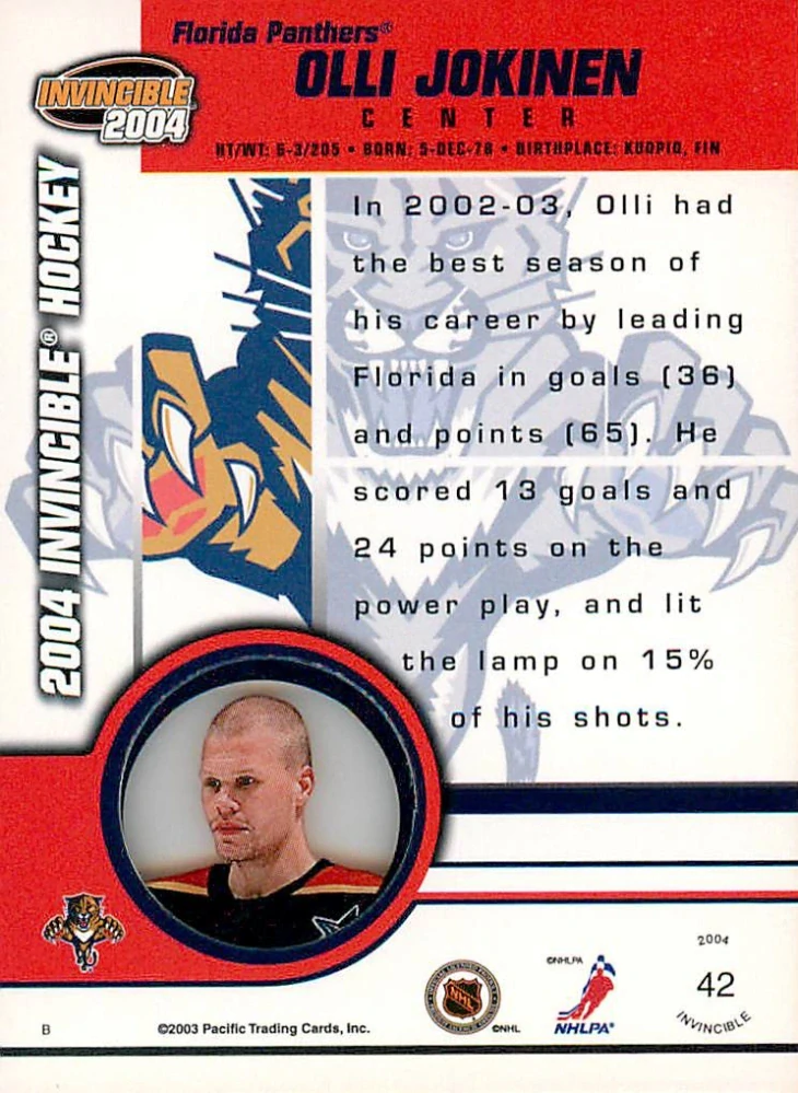 2003-04 Pacific Invincible - Olli Jokinen #42