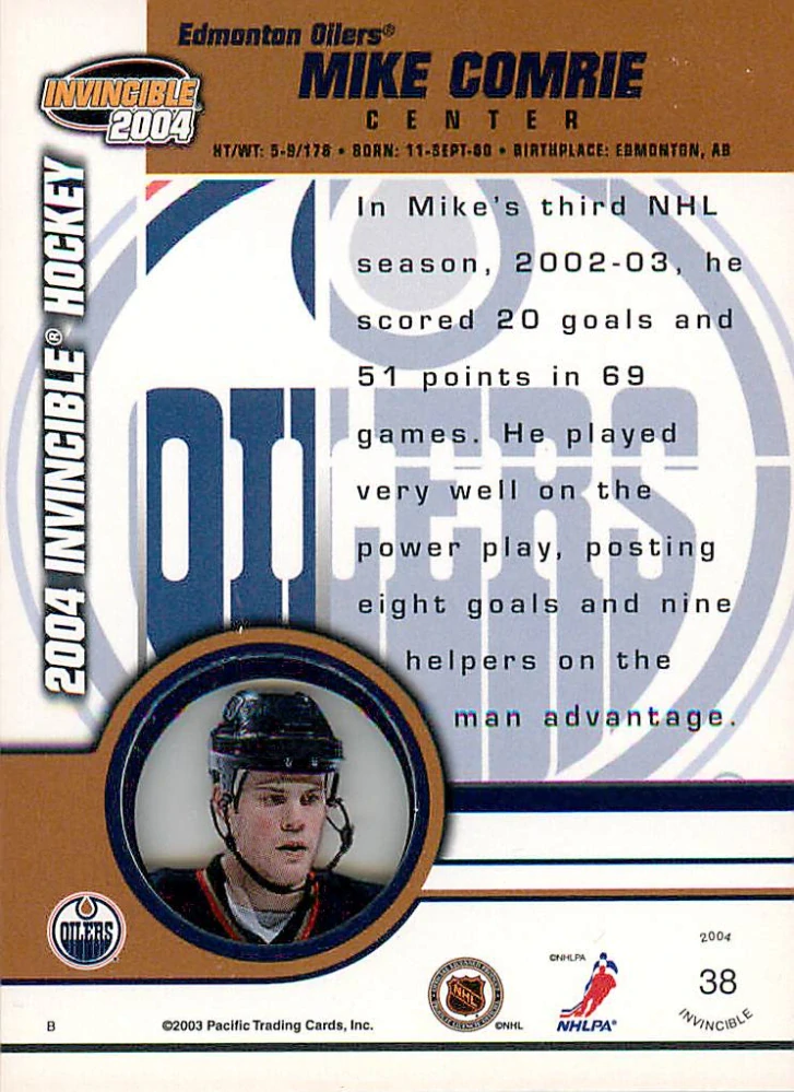 2003-04 Pacific Invincible - Mike Comrie #38