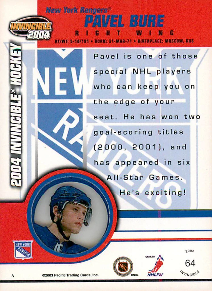 2003-04 Pacific Invincible - Pavel Bure #64