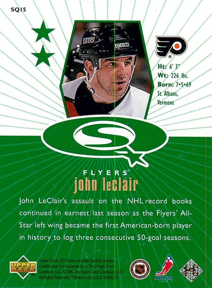 1998-99 UD Choice - John LeClair - Starquest Green #SQ15