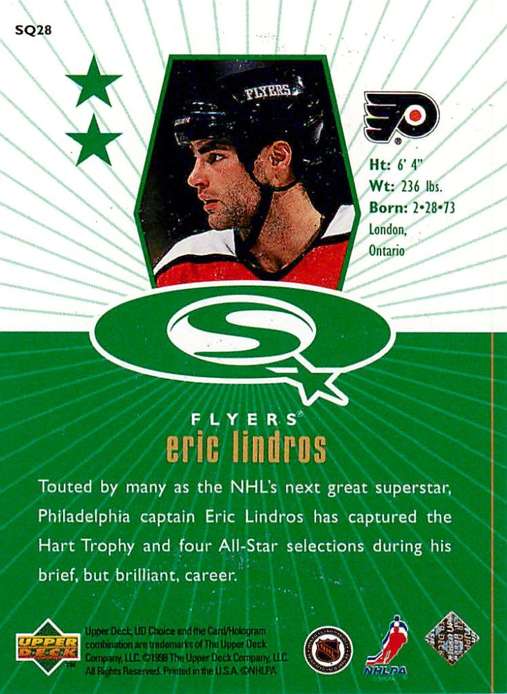 1998-99 UD Choice - Eric Lindros - Starquest Green #SQ28